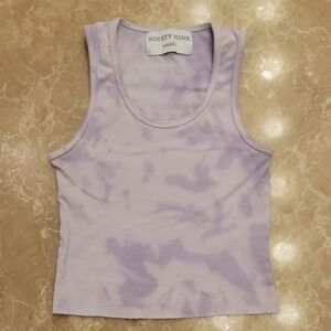 Ninety Lavender Tie-Dye Cropped Tank Top,  S